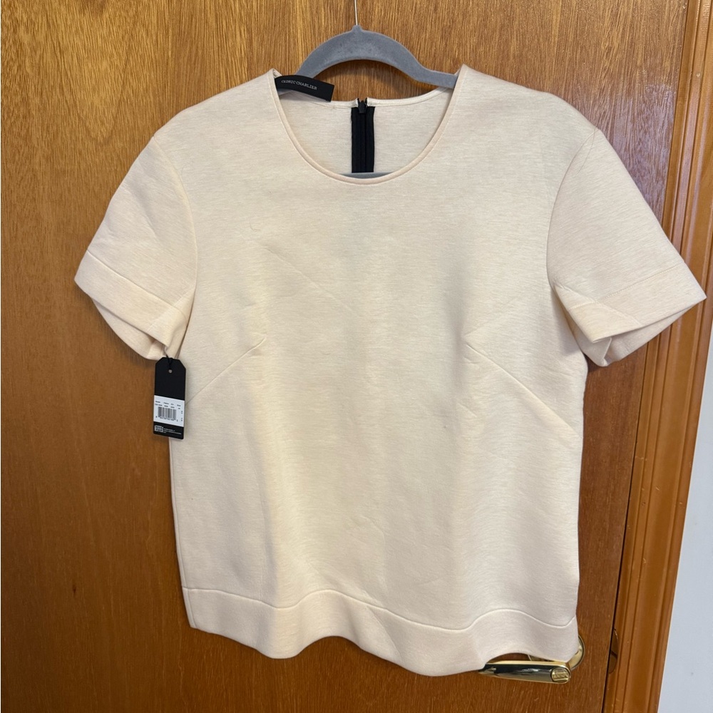 Elegant Cream Short Sleeve Women's Blouse